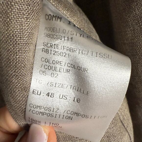 Eleventy Brown Linen Sleeveless Open Front Long Duster Trench Vest Size 10 - Picture 10 of 11